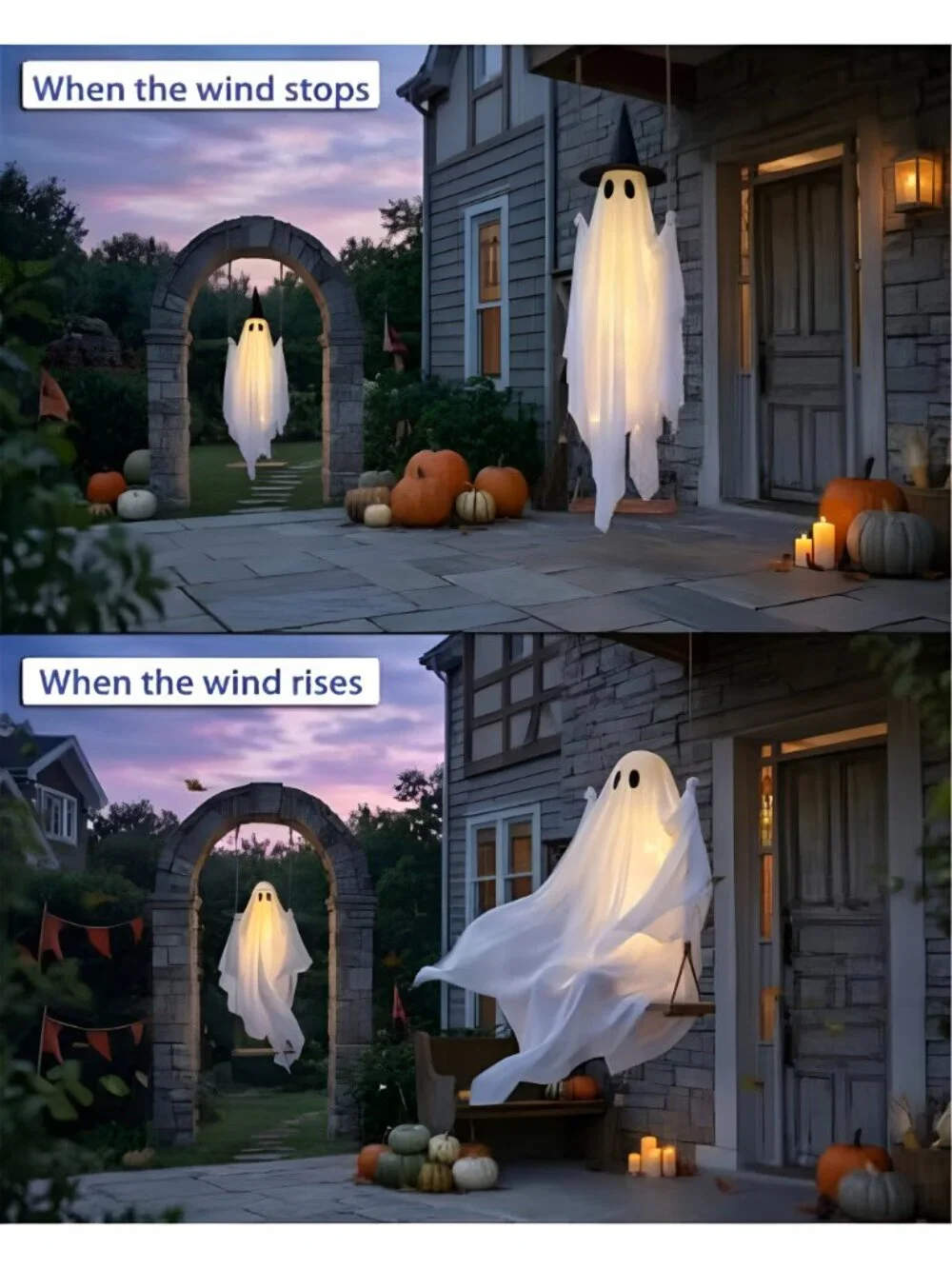 5FT Halloween Swinging Ghost Outdoor Decor,Spooky Hanging Ghost Decorations